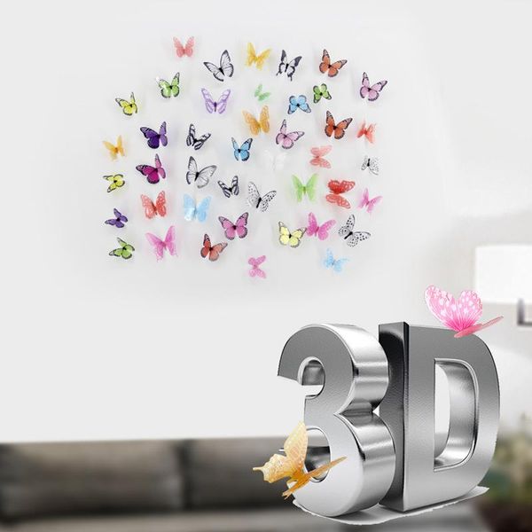 

wall stickers 18pcs/lot 3d effect crystal butterflies sticker beautiful butterfly for kids room decals home decoration on the