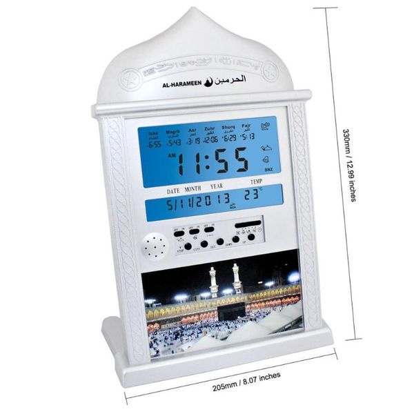 Wanduhren Kuulee Azan Kalender Muslimische Gebetsuhr Alarm mit LCD-Display Home Decor (keine Batterie)