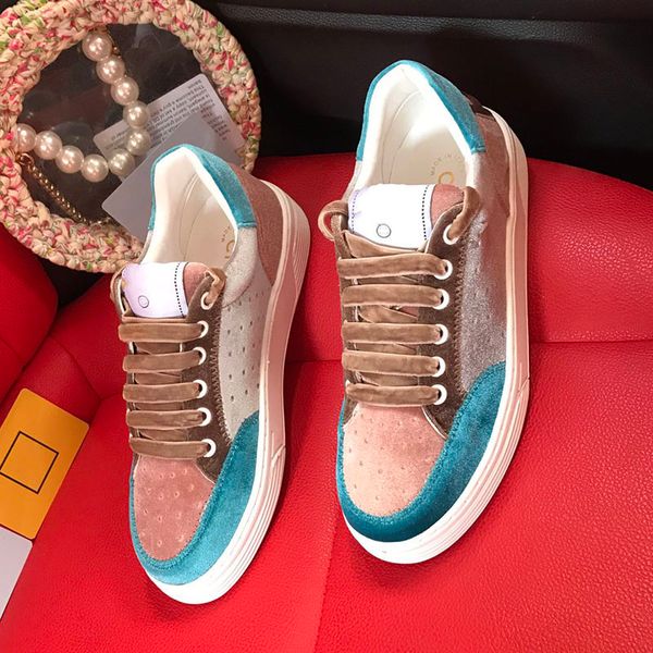

paris brand vintage velvet platform shoes luxurys designers shoes mixed color boots sneakers women sport trainers casual flat chaussures, Black