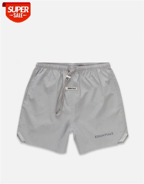 

summer solid color fog essentials shorts men women quality breechcloth drawstring colorful ribbon essentials beach shorts #vr2p, Black