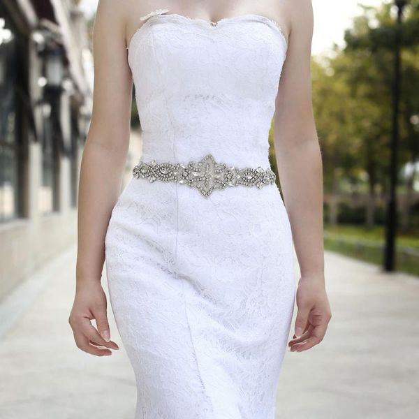 Düğün Kanatları S245 Rhinestone Gelin Bel Kemeri Satin Şerit Trim Aplike Elbiseler Aksesuarlar Elbise Dekor Sash252k