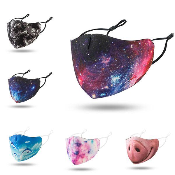 

fasioh 3d printing face mask for outdoor riding anti-dust breathable washable womens face mask 6 styles to choose ing