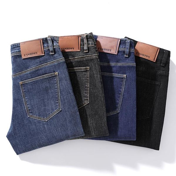 

men's jeans 2021 autumn and winter brand high-quality stretch slim-fit denim classic style trendy young fitted casual, Blue