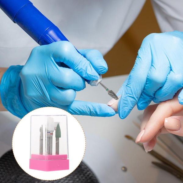 

nail art equipment 7pcs drill bits set grinding head trimming tools with storage case, Silver