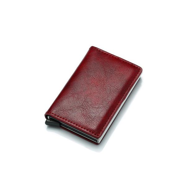 

bycobecy rfid card wallet casual slim mini wallet metal aluminum pu leather purse business card case wallet for cred qyldje