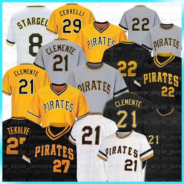 

21 roberto clemente 27 kent tekulve 29 francisco cervelli 8 willie stargell 6 starling marte collection mesh baseball jerseys b2, Blue;black