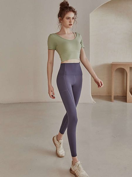 

net red belt bra yoga suit female summer professional training short sleeve sports running fitness suit, Gray