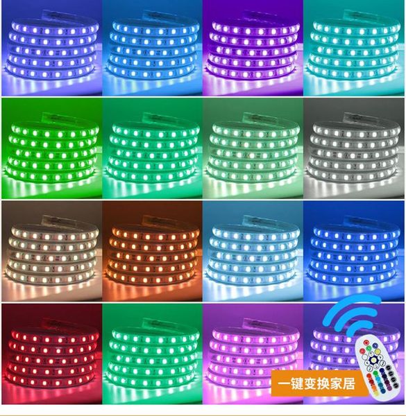 

100m/lot 60 led strip light 16 colors ac110v waterproof rgb led tape rope light warm white home decoration lighting
