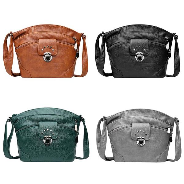 

evening bags women soft pu leather crossbody solid color multi-layer shoulder small middle-aged ladies handbags