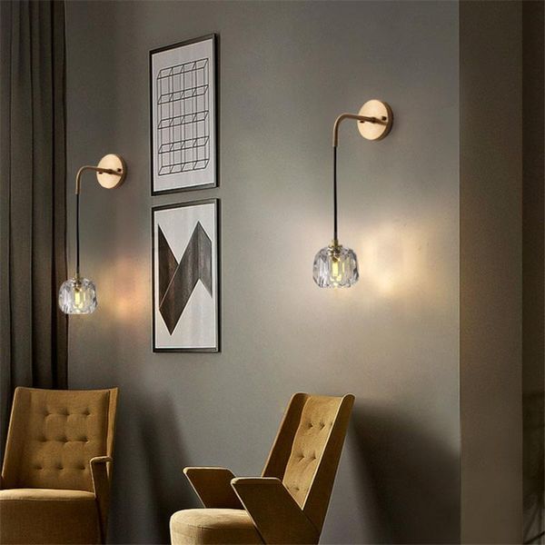 

wall lamp nordic crystal long line lamps bedroom bedside luxury copper el aisle living room study sconces lights lighting