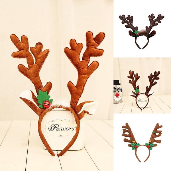

hair clips & barrettes christmas imitation antlers hoop women party cute sequins elk headband accessories po props, Golden;silver