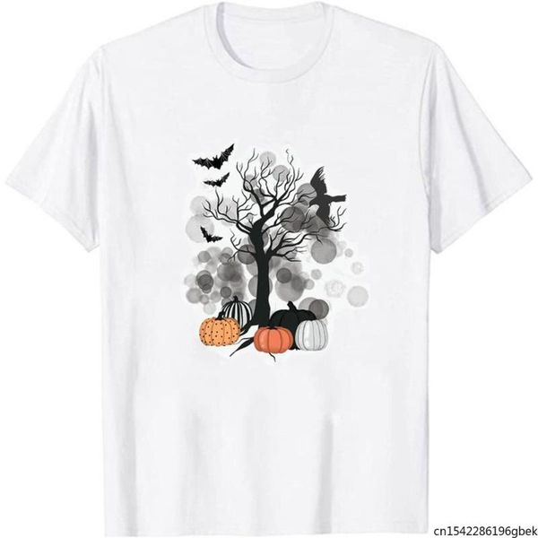 

women's t-shirt women funny happy halloween t shirt autumn thanksgiving cartoon kawaii clothes print female graphic, White