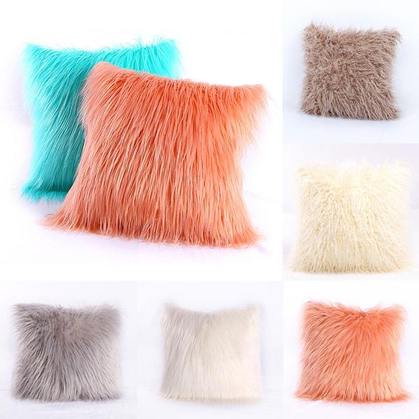 

thick long plush solid color cushion cover soft fur warm decorative pillow cover throw pillow case bed sofa home decor