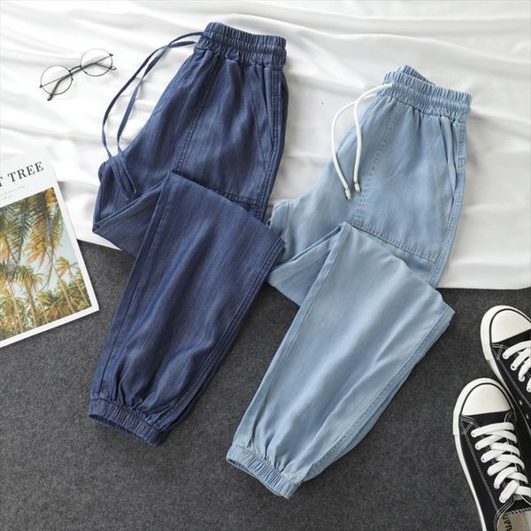 

casual thin style summer women capri loose high waist harem solid elastic capris ankel length drawstring trousers, Black;white