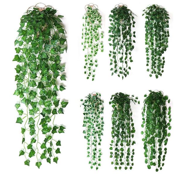

decorative flowers & wreaths artificial plant vines wall hanging rattan leaves branches outdoor garden home decoration plastic fake silk lea