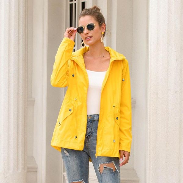 

women's trench coats women waterproof lightweight rain jacket anorak detachable hooded coat 2021 autumn winter girls oversize, Tan;black