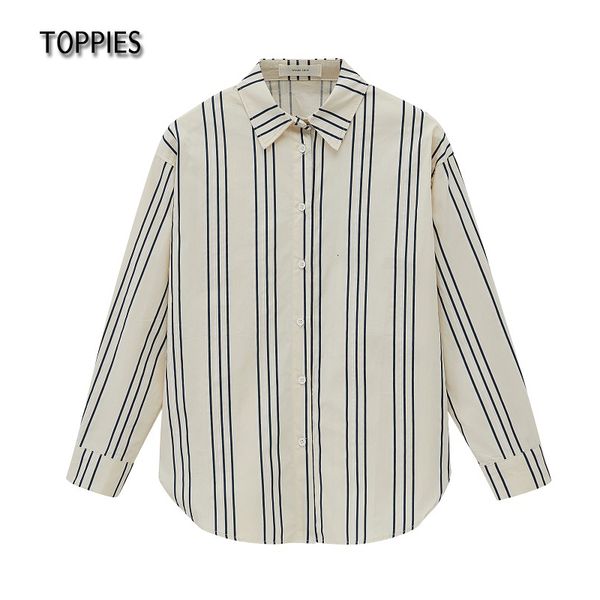 

new ies women blouse 2021 lady from the striped office all-match long female sleeve casual shirts korean flfx, White;black