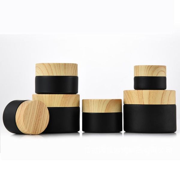 

storage bottles & jars 5pcs/lot 5g-50g frosted glass cream black empty face cosmetic containers for makeup stroage