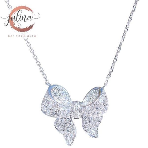 

chains trend american fashion s925 sterling silver birthstone zircon gemstone bowknot pendant for women