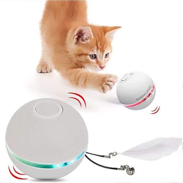 

cat toys colorful led smart usb electric pet toy rolling flash ball magic roller automatic rotating for