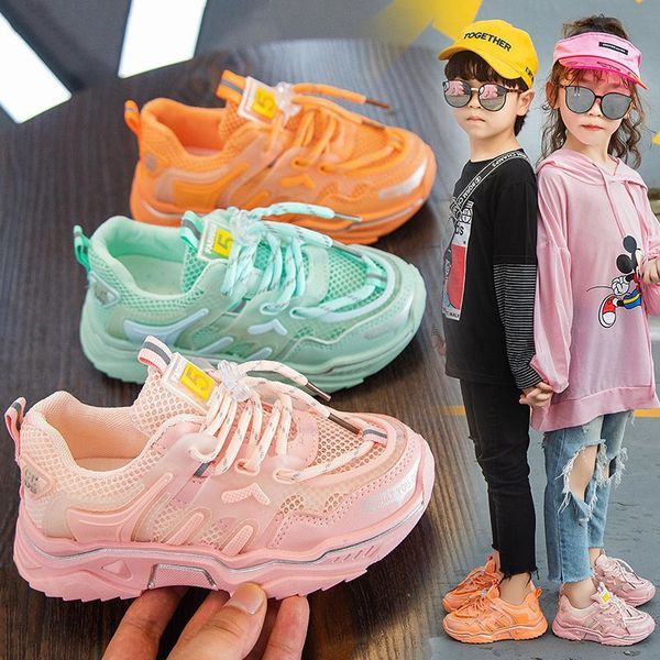 

girls sports shoes four seasons universal childrens mesh shoes breathable mesh girls sports shoes trend kids sneakers, Black;red