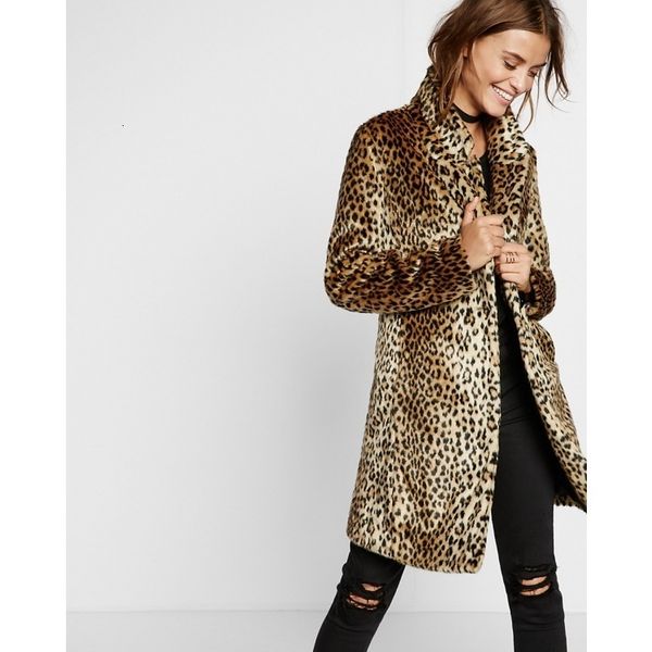 

90s leopard jacket leopard print coats 1990s women winter warm faux fur long coat cheetah coat, Black