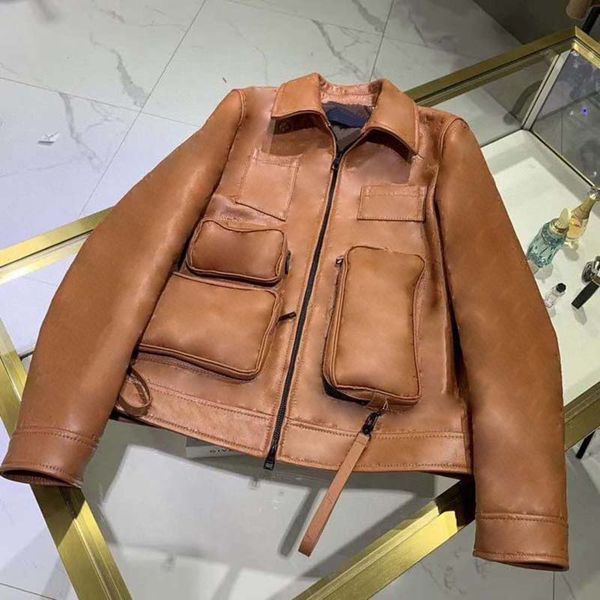 

21 fashion mens jackets lapel zipper cardigan with multiple pockets embellished jacket street casual winter wear womens coat, Black;brown