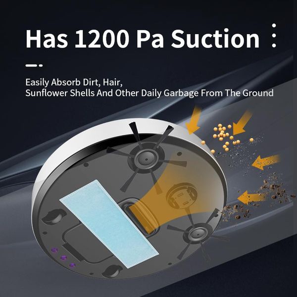 

smart home control robot vacuum cleaner household sweeping machine automatic recharge 1200pa max suction mode cleaning appliances electric s