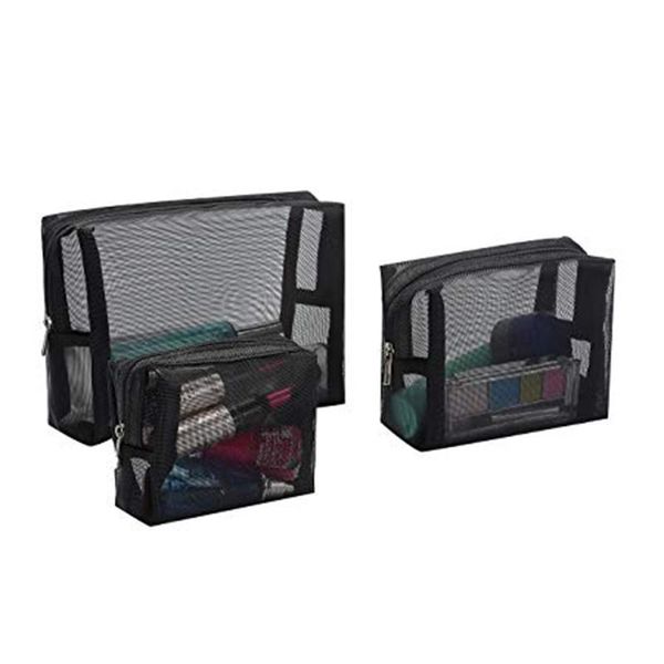 

mesh makeup bag see through zipper pouch travel cosmetic toiletries organizer bag jrdh889