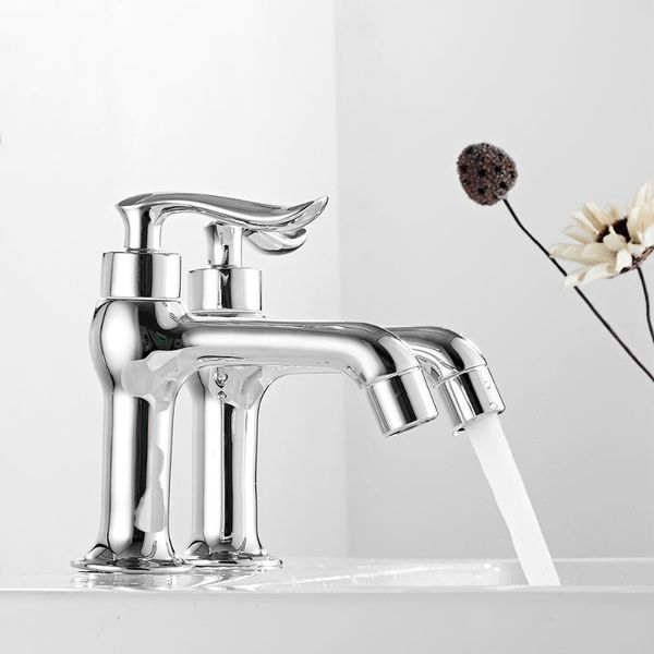 

2pcs basin faucet and cold mix tap single handle curved mouth basin pillar install faucet home kitchen bathroom accessories