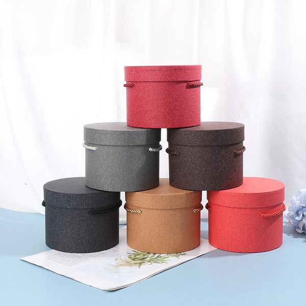 

1pc 13x13x10cm round paper boxes lid hug florist flowers bucket gift packaging storage box gift decor box