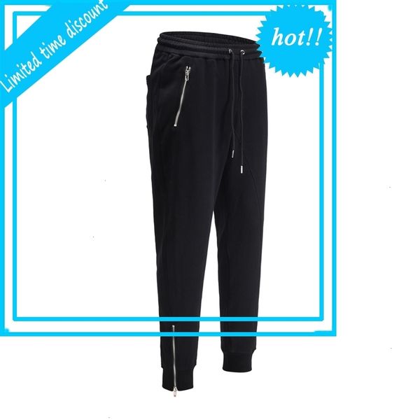 

grey black washed cotton jog sweatpants zippered ankles slim fit