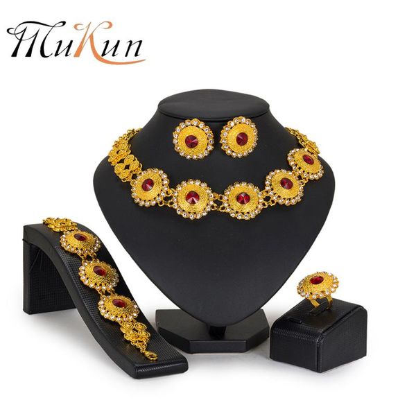 

earrings & necklace mukun bridal gift jewelry sets nigerian wedding african beads set brand jewellery fashion dubai wholesale, Silver