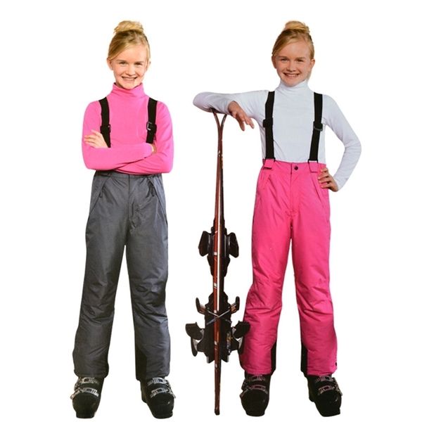 Kinder Winter Ski Hosen Wasserdichte Mädchen Warme Overalls Jungen Schnee Hosen 8 10 12 Jahre Kinder Snowboard Baby Outdoor Overalls 210303