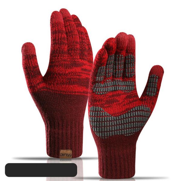 

cycling gloves touch screen for winter wool knitted men's female warm mitten outdoor driving cold-proof glove guantes mitt, Black