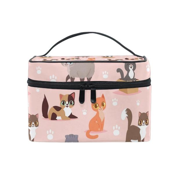 

fengju cosmetic bag portable travel organizer hanging toiletry case storage tote for girls woman cat
