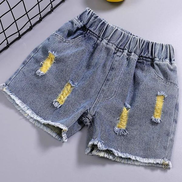 

shorts 3-12 y teen girls denim kids ripped jeans baby summer children pants, Black
