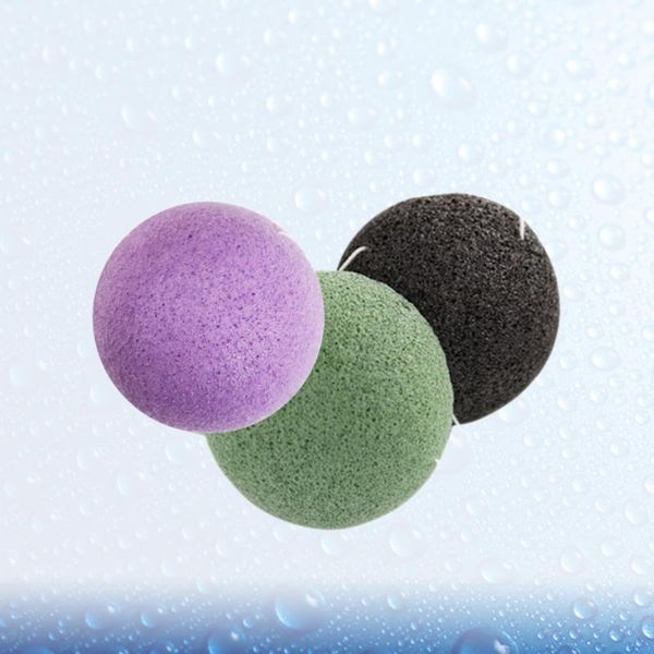 

sponges, applicators & cotton 3pcs round shaped konjac sponges face washing puff natural facial care cleansing sponge (black green purple)