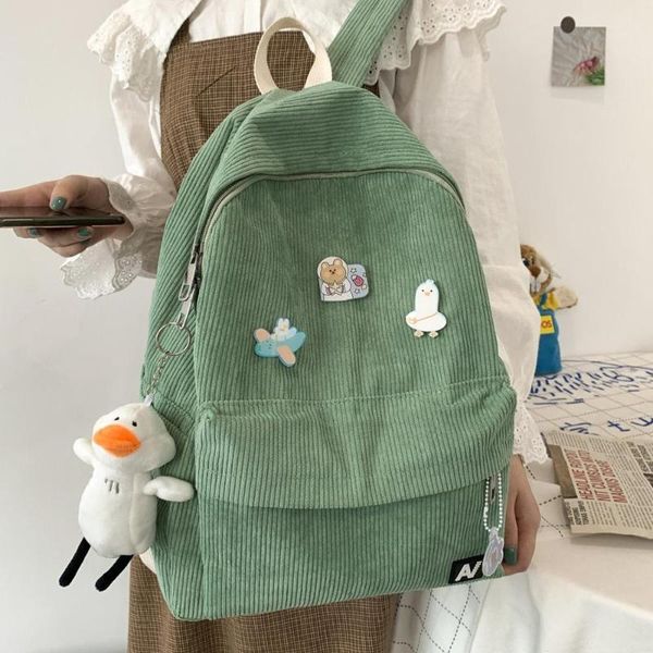 

backpack 2021 fashion women travel bag mochila female kawaii corduroy for teenagers girls school bookbag bagpack rucksack