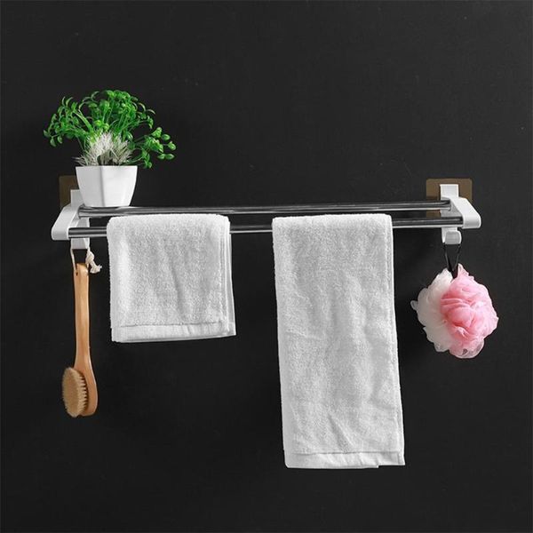 

towel racks bathroom stainless steel double-rod rack no punching self-adhesive hanger