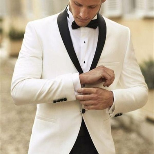 

men's suits & blazers thin grooming tuxedo single breasted male suit wedding party two pieces (jacket + pants) an24, White;black