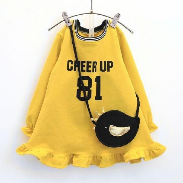 

spring autumn and winter long sleeve dress warm thick material including the bag 210225, Red;yellow
