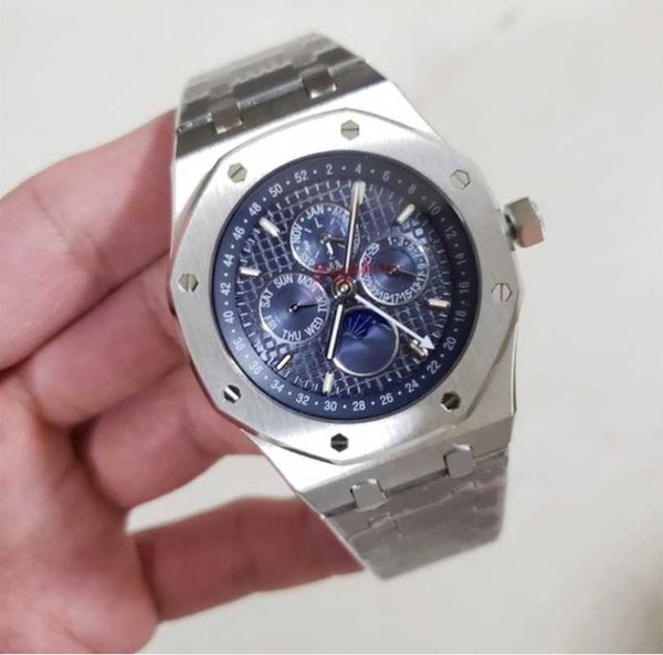 

wristwatches men watch automatic gmt self wind mechanical black silver stainless steel blue dial sapphire crystal transparent back wristwatc, Slivery;brown