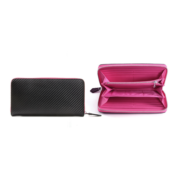 

wallets inyheo carbon leather long wallet women's embossed card case coin bag 2021, Red;black