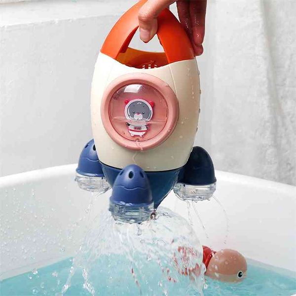 Bebek Banyo Oyuncakları Banyo Eğlenceli Toddler 3 Yıl 6 12 Ay Çocuklar Eğitim Su Roket Hediye Çocuklar Için Duş Sprey 210712