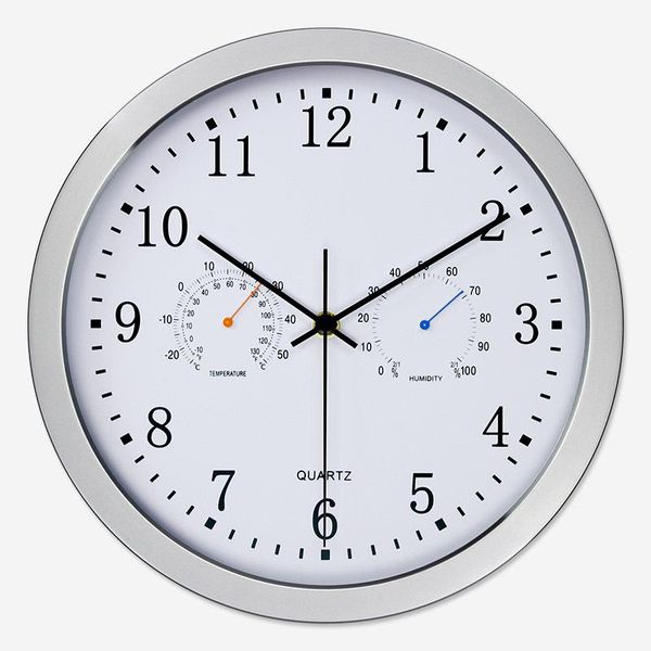 

2021 years silent quartz metal wall clock hygrometer quiet sweep movement no-ticking home art decor new design