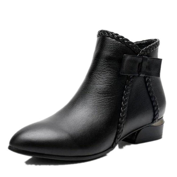 

boots 2021 autumn winter short women bow low heel 42 large size selling women's shoes, Black