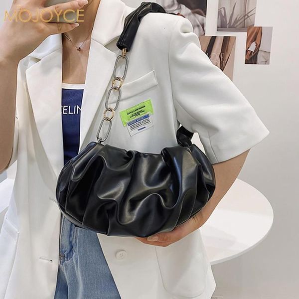 

cross body women retro pu bag pleated chain shoulder underarm casual pure color small purse summer dumpling handlebags for