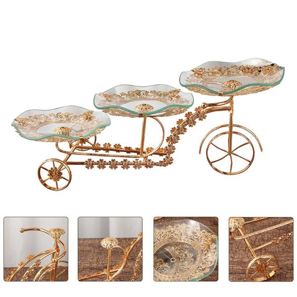 Geschirr Teller Fahrrad Design Dessert Rack Kreative Glas Obst Halter Teller mit Eisen Regal