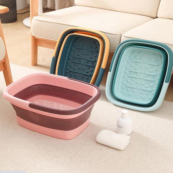 

buckets foldable footbath with handle color block massage accessory for home / travel use